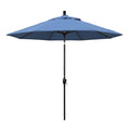 9 ft. Aluminum Market Umbrella Push Tilt Black Olefin Frost Blue W2808