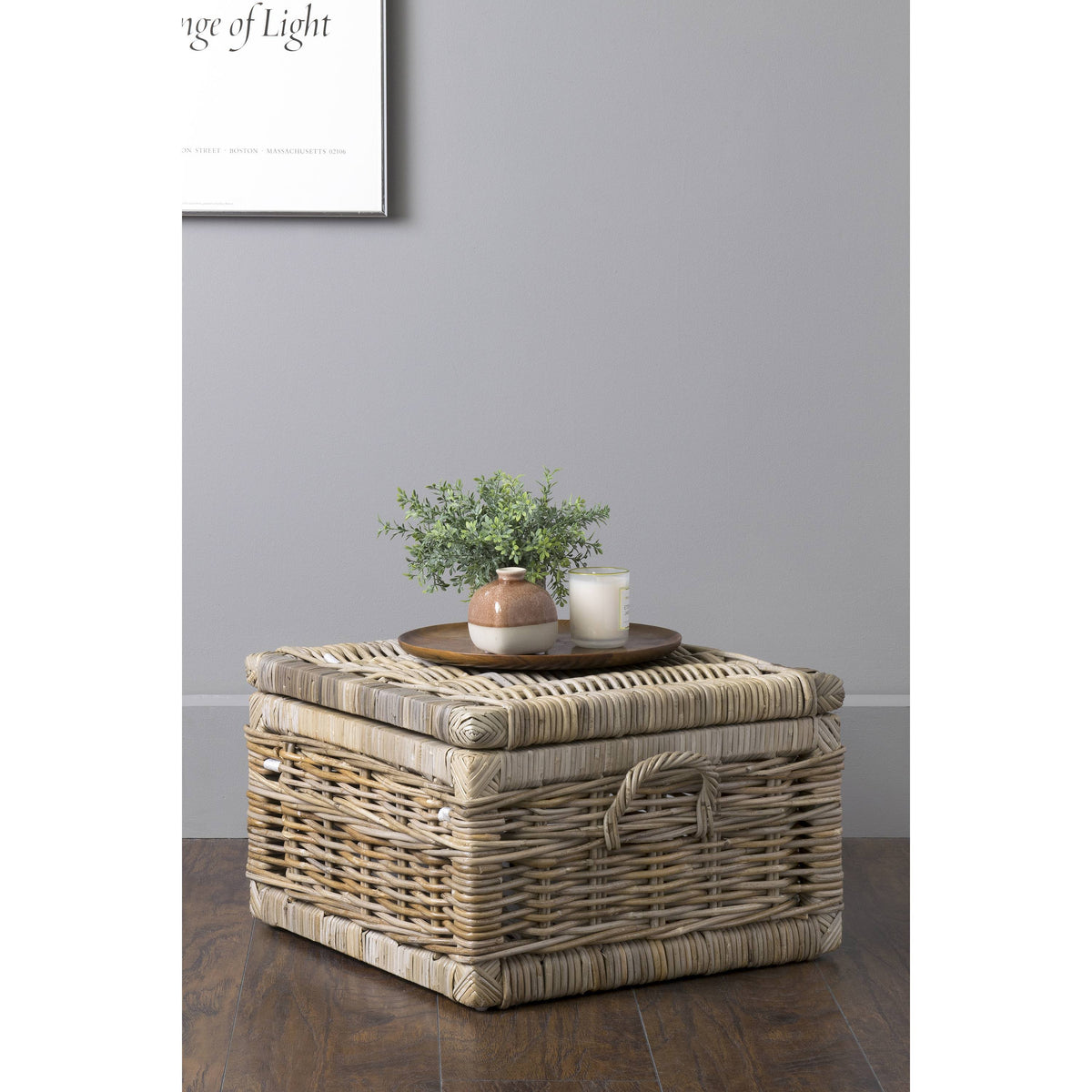 Brown Rattan Square Storage Trunk L971398