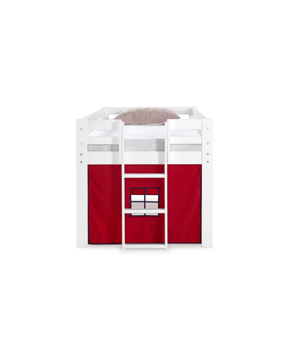 White Twin Junior Loft Bed with Playhouse Tent C492