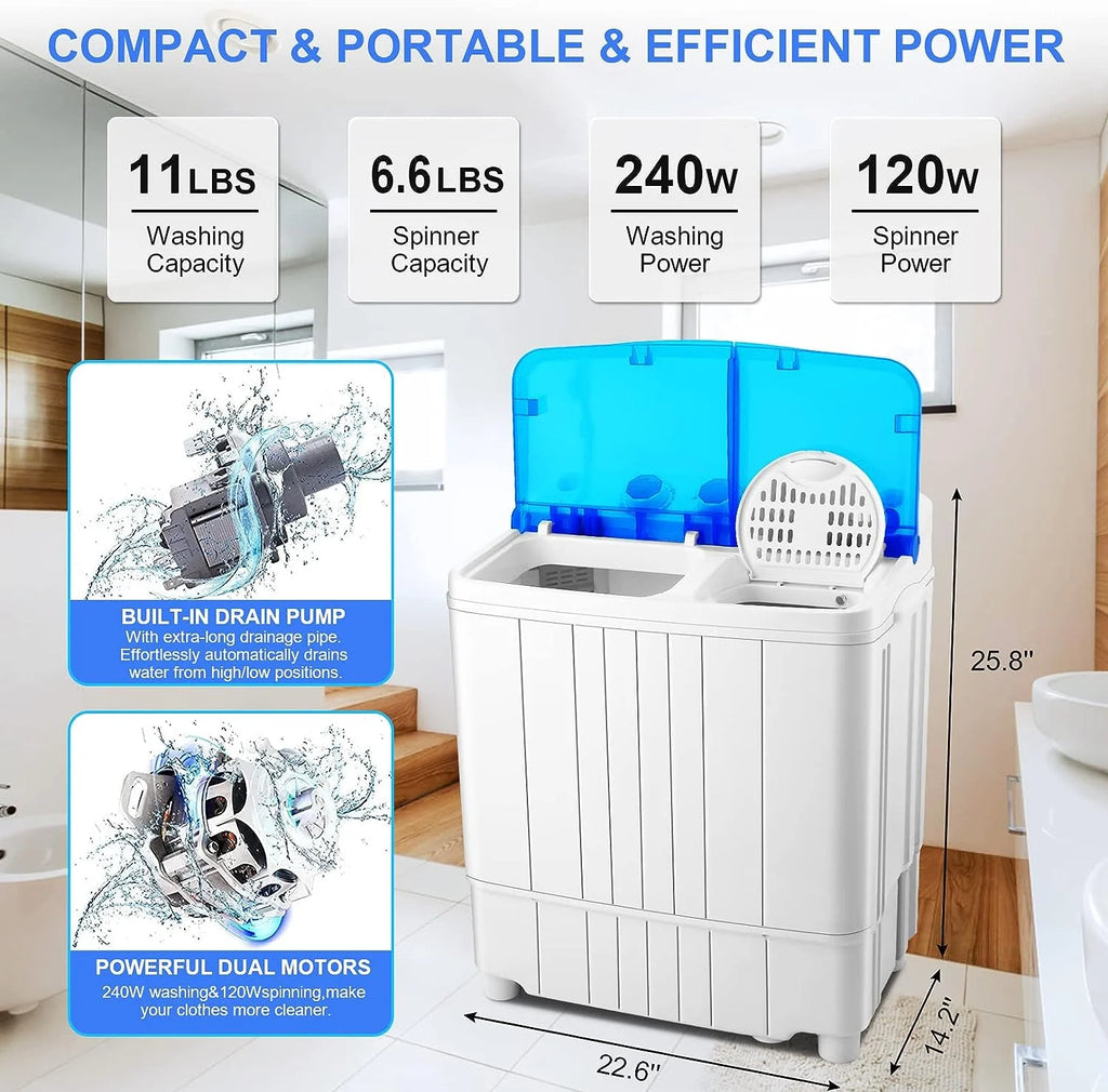 11lbs Washer & 6.6lbs Spin Dryer Combo Washing Machine Z971284