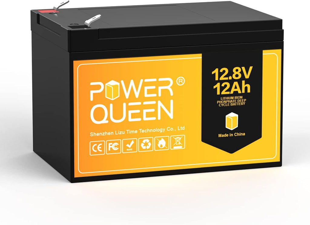 12.8V 12Ah LiFePO4 Battery, IP65, Built-in 12A BMS, Pack of 2 K4286