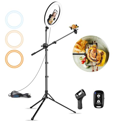 14'' Selfie Ring Light with 62'' Tripod Stand and Phone Holder, Dimmable LED Circle Lighting P16145