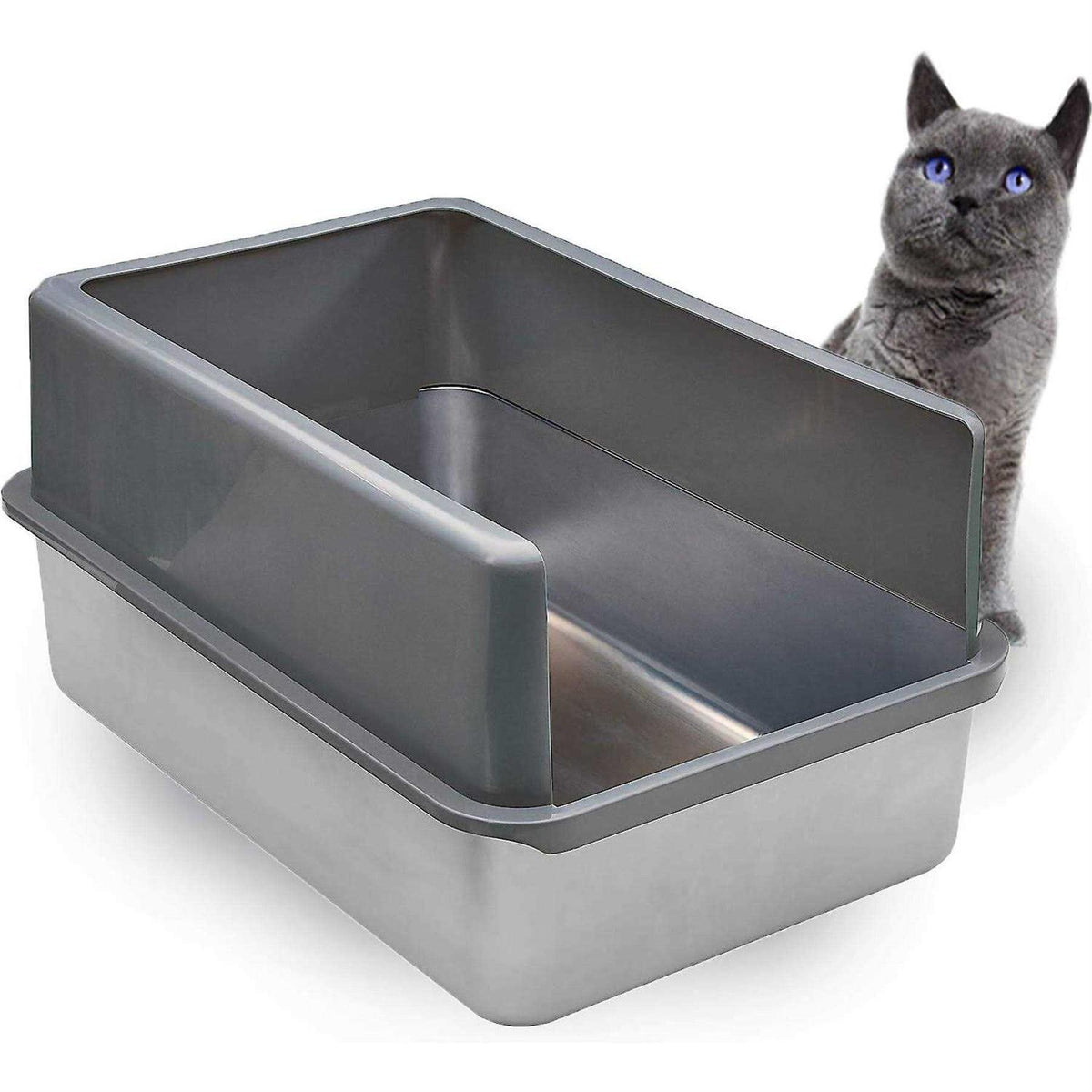 Enclosed Sides Stainless Steel Litter Box XL N592614