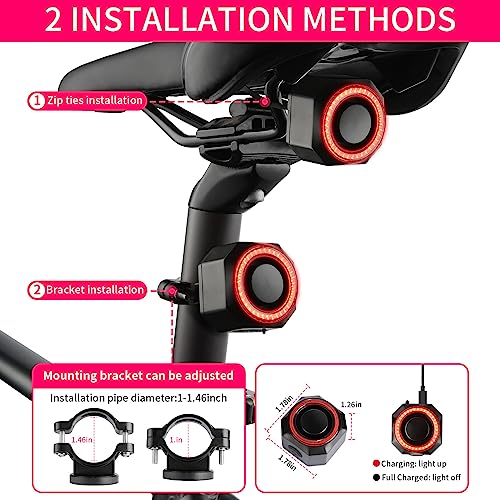 Bicycle Horn Bike Alarm Smart Bike Tail Light Rear Bike Light Waterproof Rechargeable Antitheft Alarm H6363