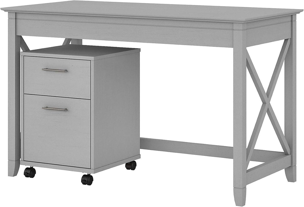 Cape Cod Gray Writing Desk with 2 Drawer Mobile File Cabinet X536484