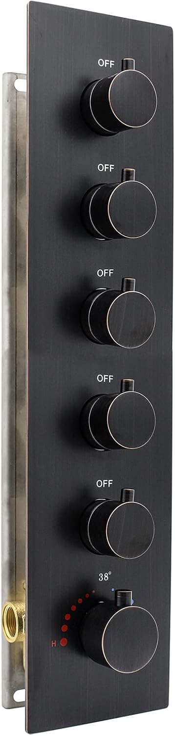 Brass 4 Outlet Thermostatic Shower Diverter Mixer Valve with Round Knobs in Chrome N3304