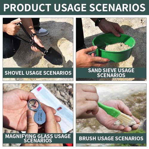 15 PCS Geology Rock Pick Hammer Kit with Digging Chisels, Shovel, Backpack, Magnifying Glass, Goggles, Whistle, Soil Sieve O689551