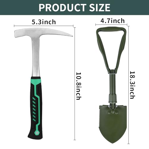 15 PCS Geology Rock Pick Hammer Kit with Digging Chisels, Shovel, Backpack, Magnifying Glass, Goggles, Whistle, Soil Sieve O689551