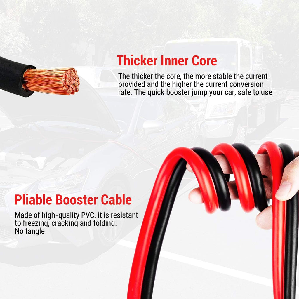 Heavy Duty 1 Gauge 30Ft 900AMP Jumper Cables with Clamps and Carry Bag I27420