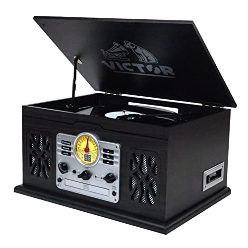 7-in-1 Turntable Music Center with 3-Speed Record Player, Graphite M9402
