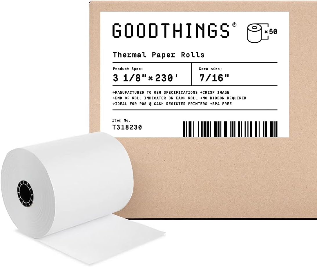 3 1/8 X 119' 50 Rolls Thermal POS Receipt Paper Roll BPA Free X230697