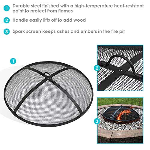 22-Inch Diameter Steel Mesh Fire Pit Spark Screen with Handle H7806
