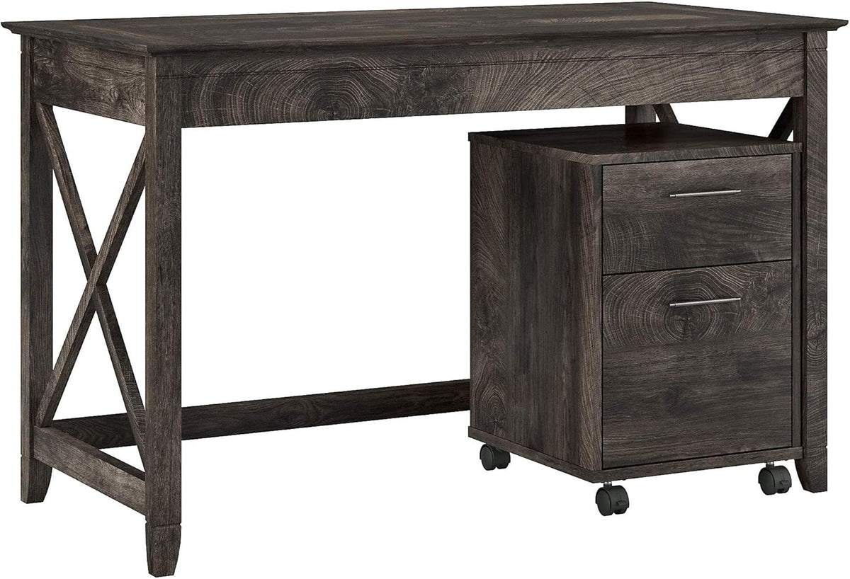 Cape Cod Gray Writing Desk with 2 Drawer Mobile File Cabinet X536484