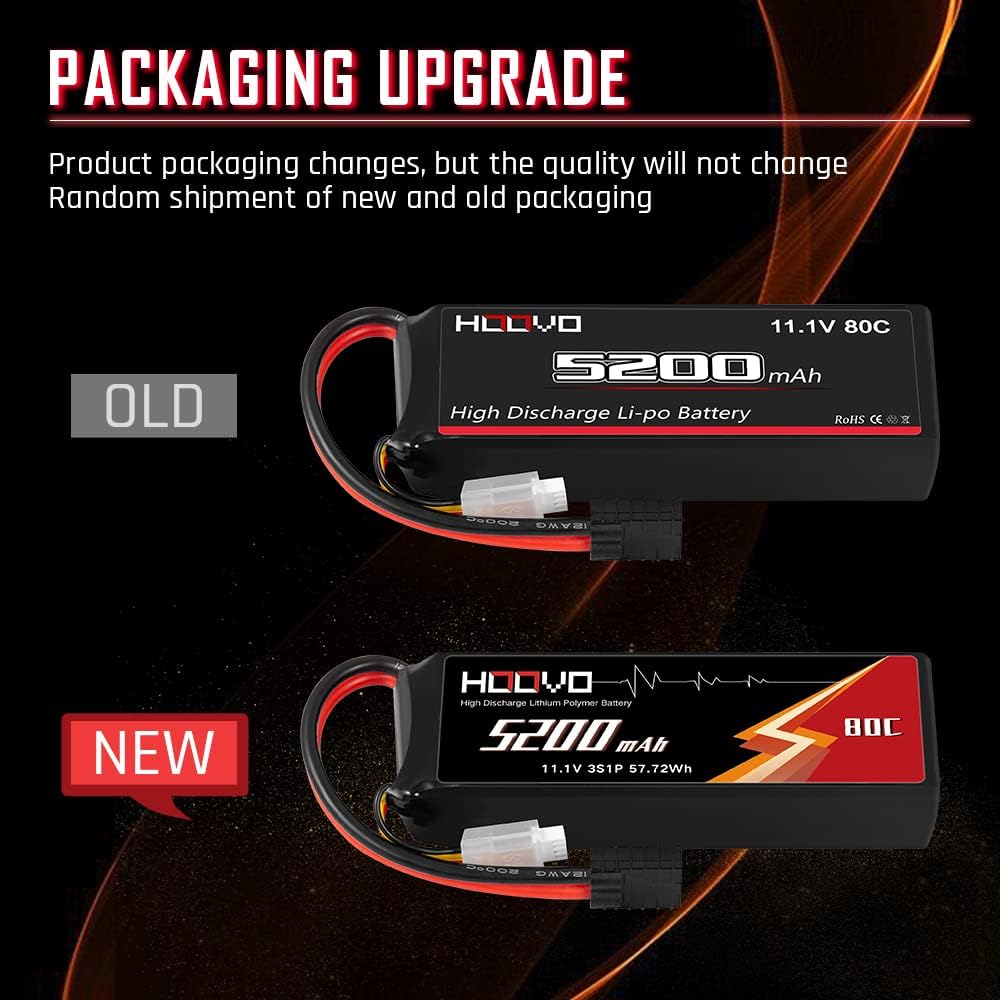11.1V 80C 5200mAh 3S LiPo Battery with Plug 2 Packs M18982