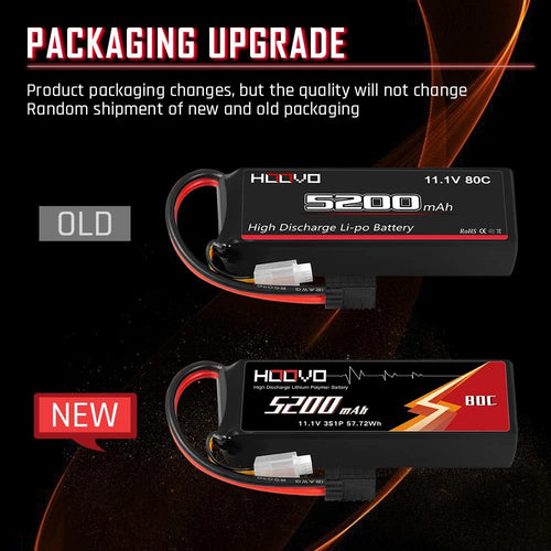 11.1V 80C 5200mAh 3S LiPo Battery with Plug 2 Packs M18982