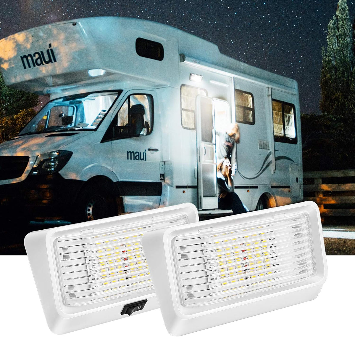 LED RV Exterior Porch Light with Switch 320 Lumen White Base C922