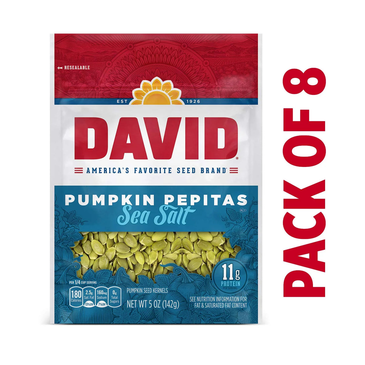 5-oz Resealable Bag Pack of 8 Pumpkin Pepitas Seeds C268503