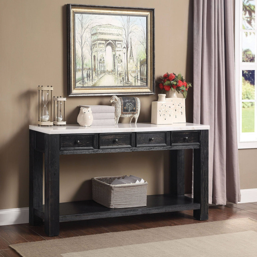 Antique Black 4-Drawer Sofa Table V982319