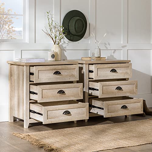White Oak 3 Drawer Nightstand Set of 2 D6019