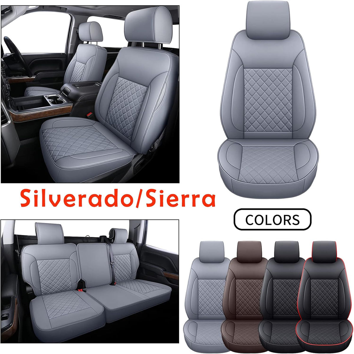 Brown Water Proof Faux Leather Full Set Seat Covers K573765