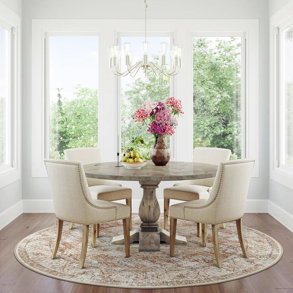 6Ft Washable Round Non-Slip Area Rug K1257