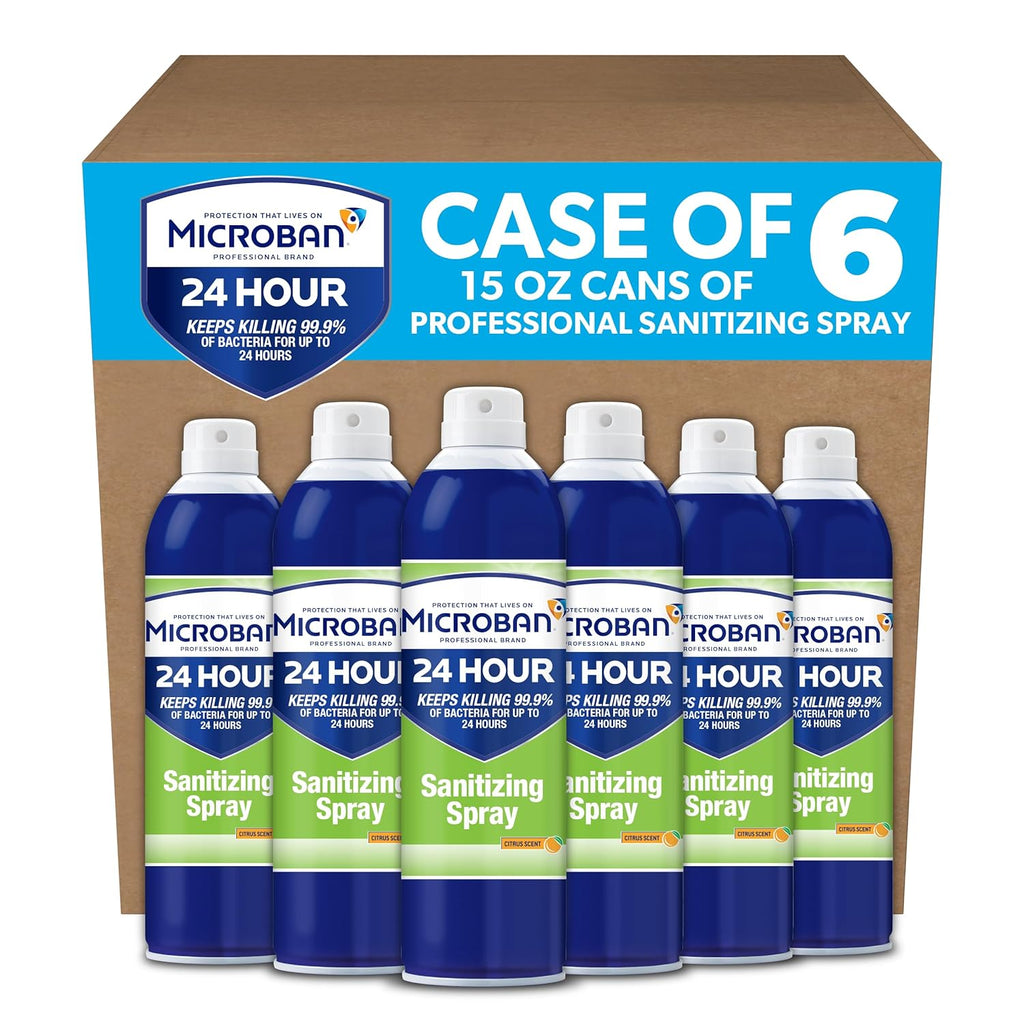 Microban 24 Aerosol Disinfectant Spray, Citrus Scent, Pack of 6, 15 fl oz. Each Q891