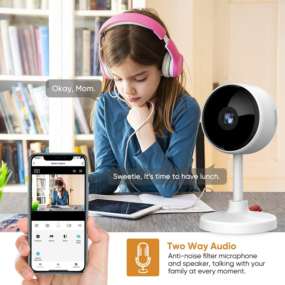 Indoor Security Camera 2 Pack 1080P WiFi Camera with Night Vision Q993042
