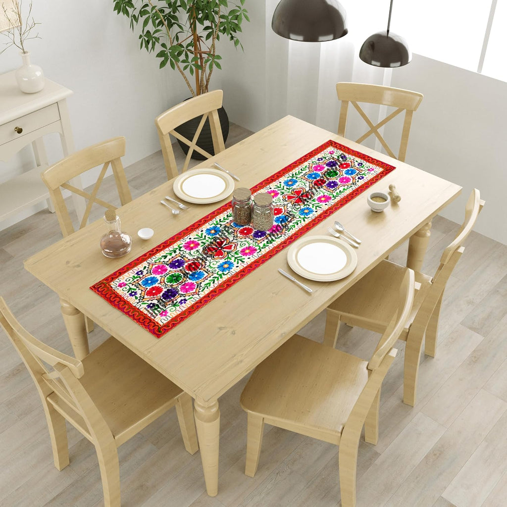 Hand Embroidery Boho Table Runner 18x60 Inch R425274