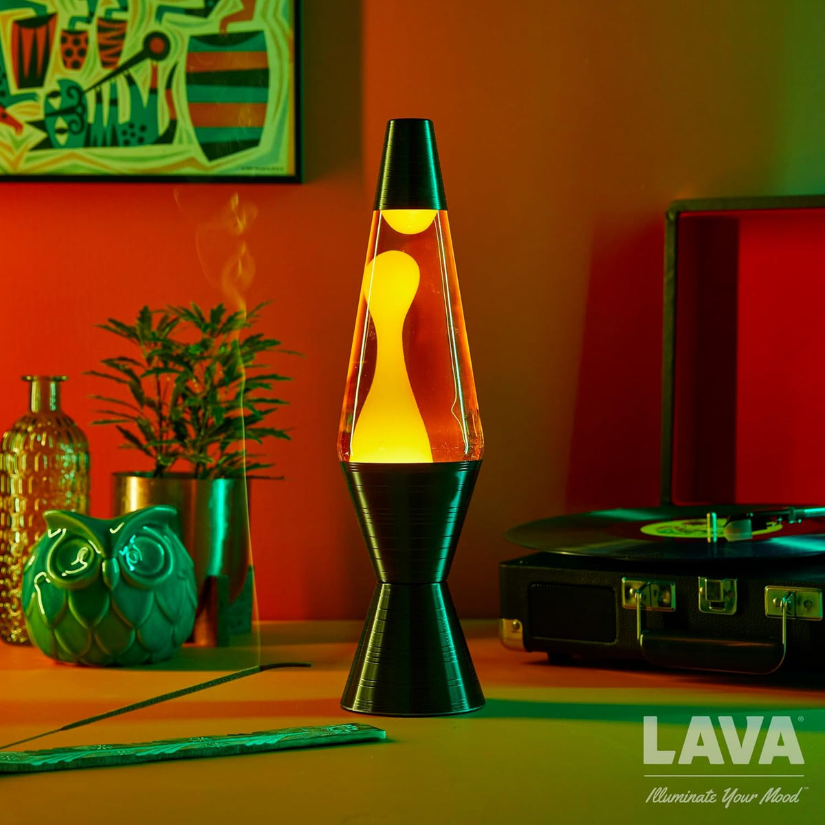 14.5'' Yellow Wax and Orange Liquid Motion Light Y2684