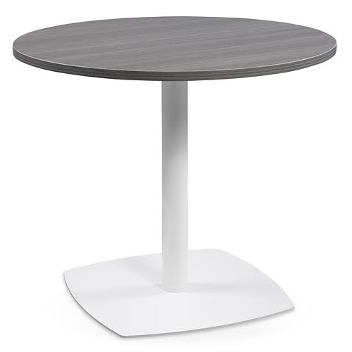 Round Café Table 36x22 Diameter Gray Table Top White Base T796
