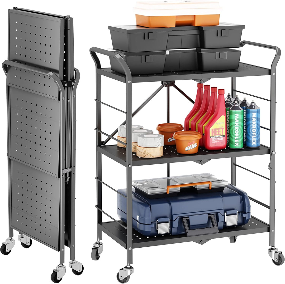 3 Tier Rolling Utility Cart with Wheels S37258
