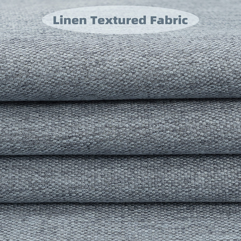 Dusty Blue Faux Linen Blackout Curtains 84 Inches 2 Panels J3757