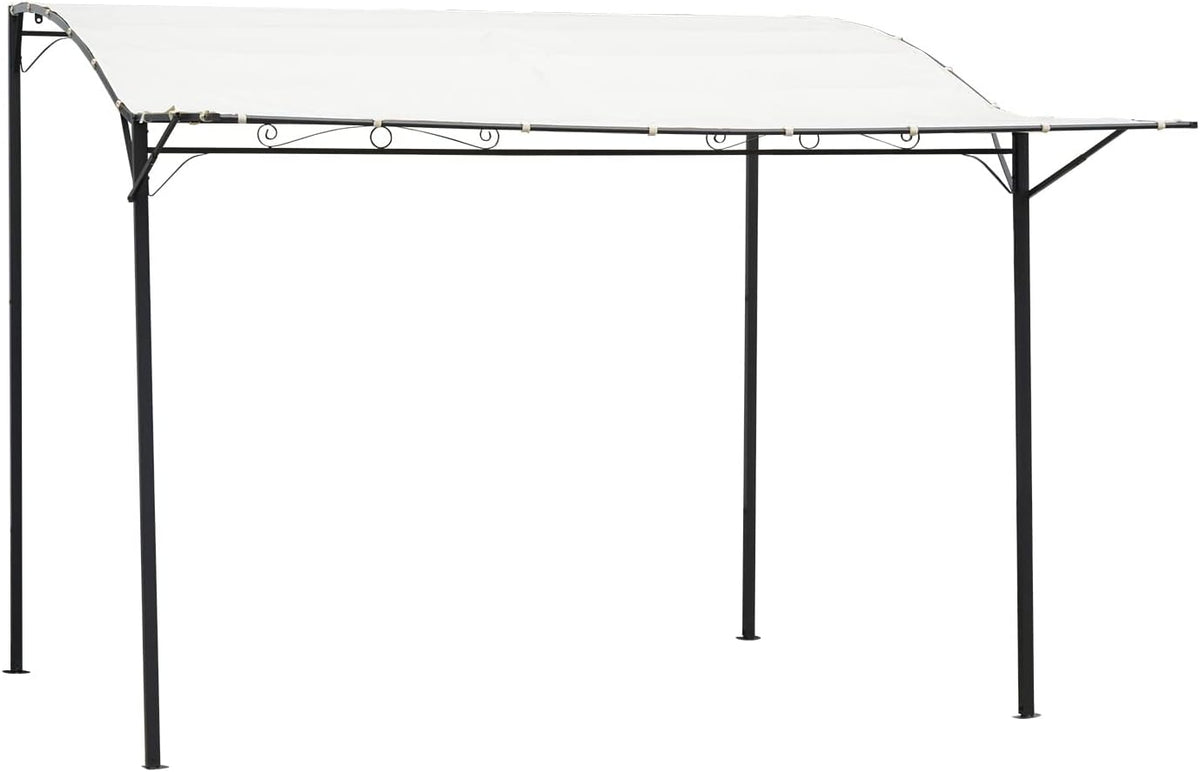 10 x 8ft Beige Metal Pergola with Side Awning I331002