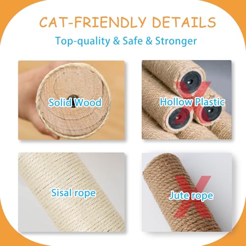 9-Piece Wall-Mounted Cat Shelves Set with 2 Sisal Scratching Posts A489234