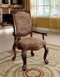 Antique Cherry Fabric Dining Arm Chair Set of 2 D257358