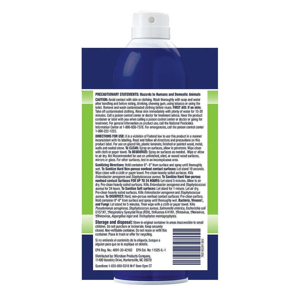 Microban 24 Aerosol Disinfectant Spray, Citrus Scent, Pack of 6, 15 fl oz. Each Q891