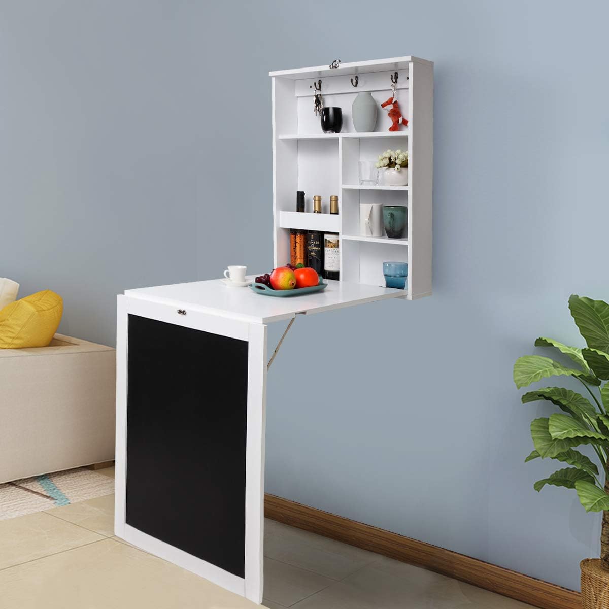 Wall Mounted Folding Desk with Storage D8584