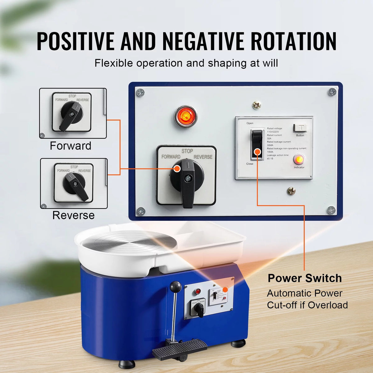 11" Ceramic Wheel Forming Machine with Adjustable Speed Handle and Foot Pedal Control X642431
