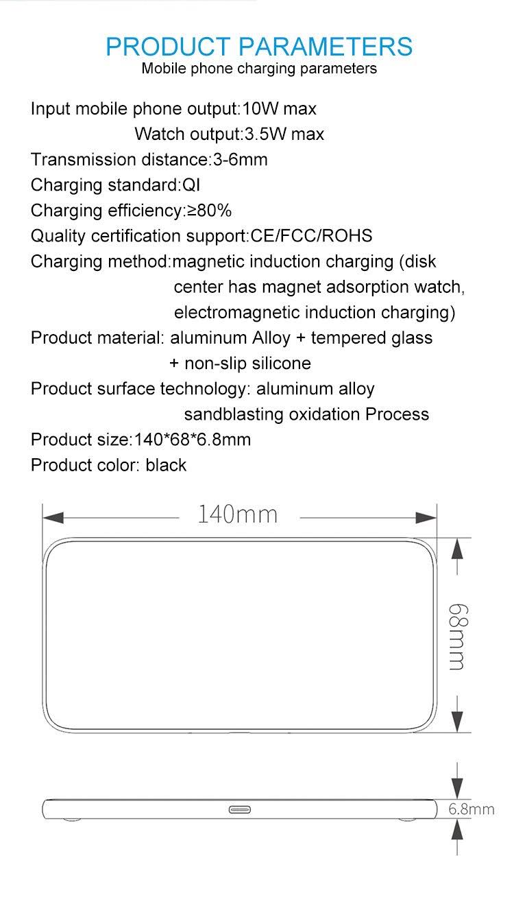 3 in 1 Glass Wireless Charge Pad P3009