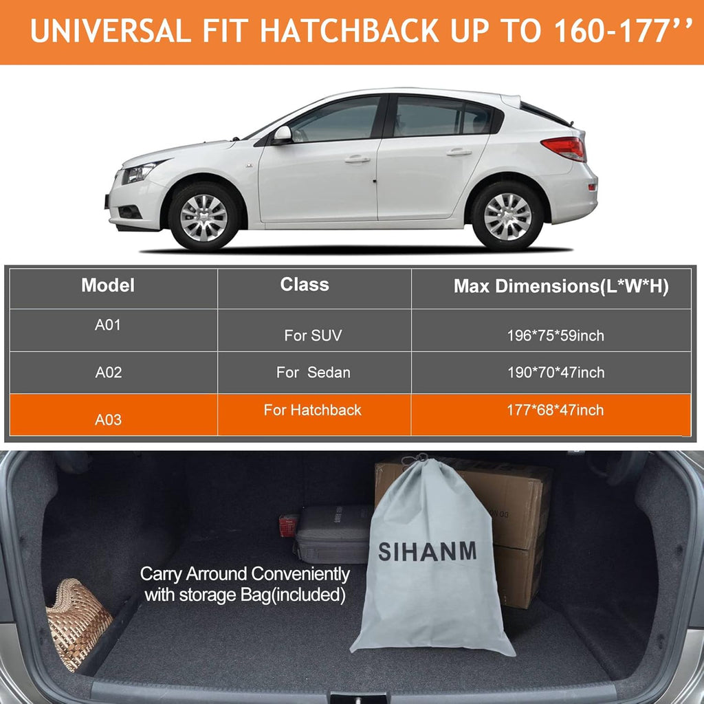 Waterproof All Weather 6 Layers Car Cover with Zipper Door & Storage Bag O560