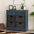 Rustic Storage Cabinet with 2 Drawers and 4 Fabric Basket C9420