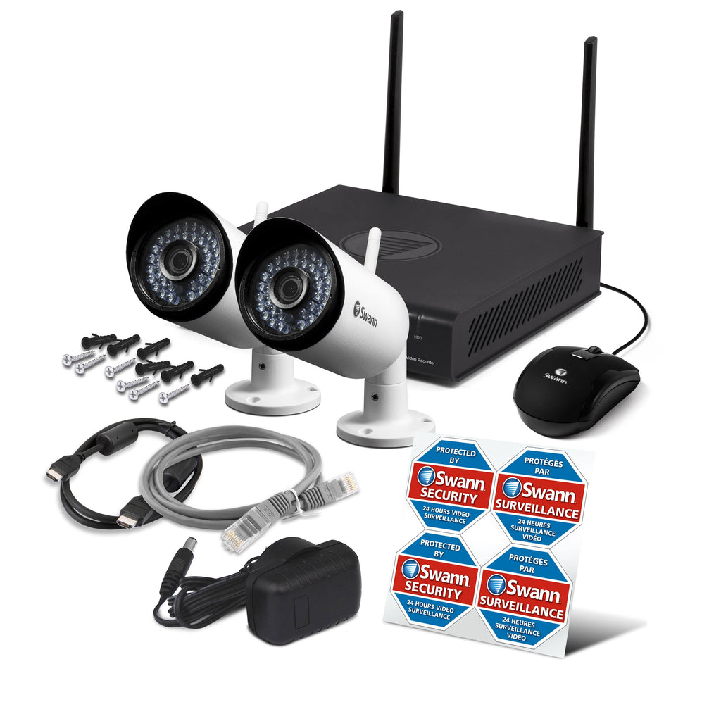 4-Channel DVR with 2 Outdoor Cameras Night Vision Wireless 1 TB B3572