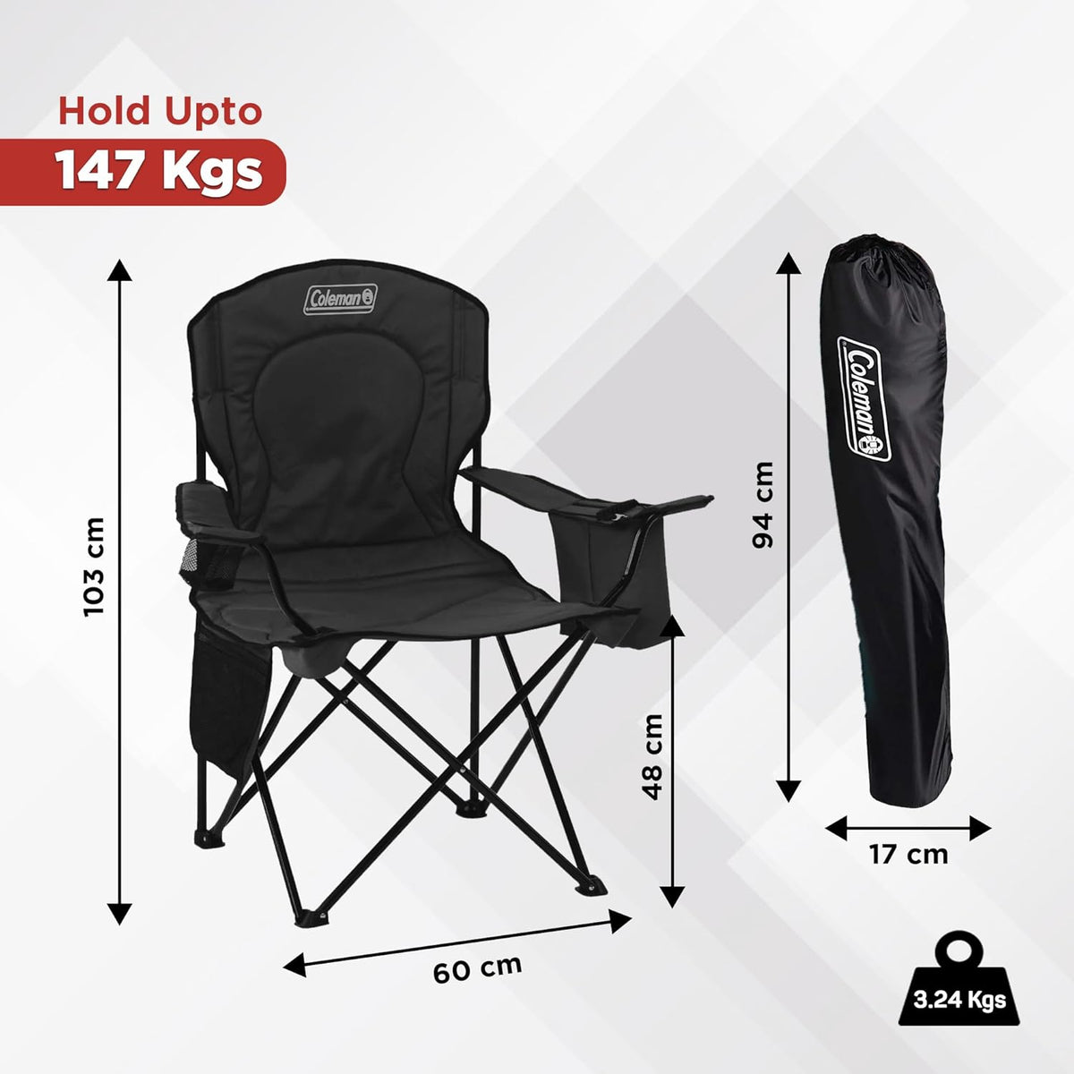 4/6 Person Dark Room Camping Tent with Screened Porch, Folding Beach Chair with Built in Drinks Cooler X332