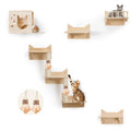 9-Piece Wall-Mounted Cat Shelves Set with 2 Sisal Scratching Posts A489234