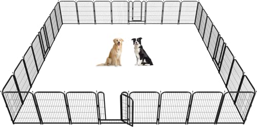 40 Inch 16 Panel Metal Dog Playpen Black-Silver N571725