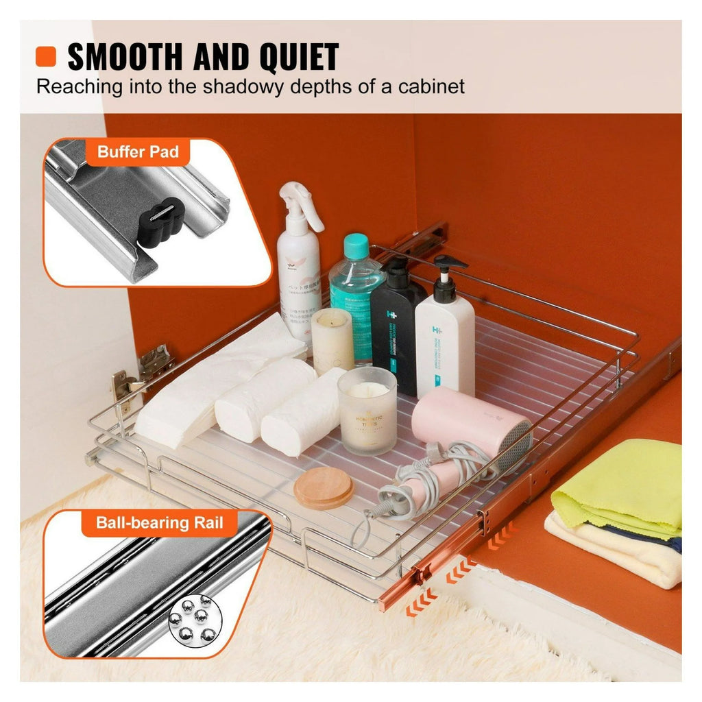 Chrome Steel Roll Out Drawers Cabinet Organizer M54565