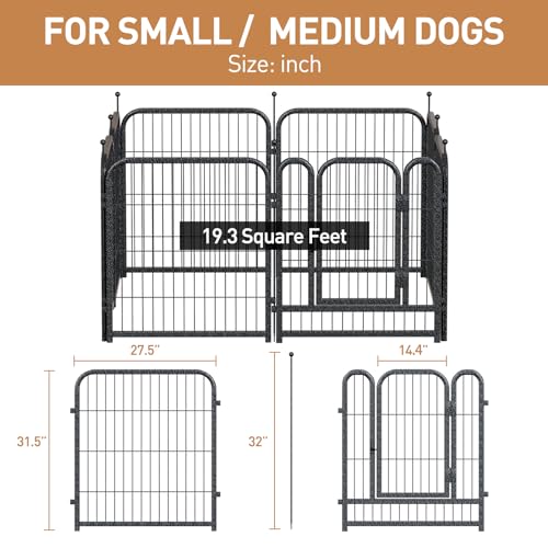 40 Inch 16 Panel Metal Dog Playpen Black-Silver N571725