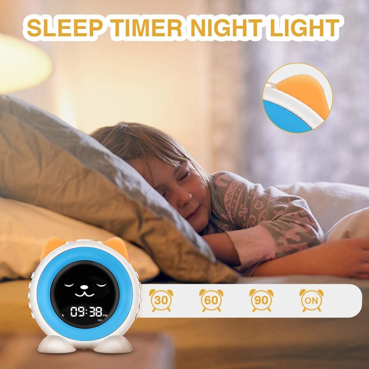 Cat Alarm Clock with Night Light & Sleep Sound Machine A615