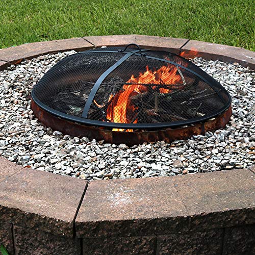 22-Inch Diameter Steel Mesh Fire Pit Spark Screen with Handle H7806