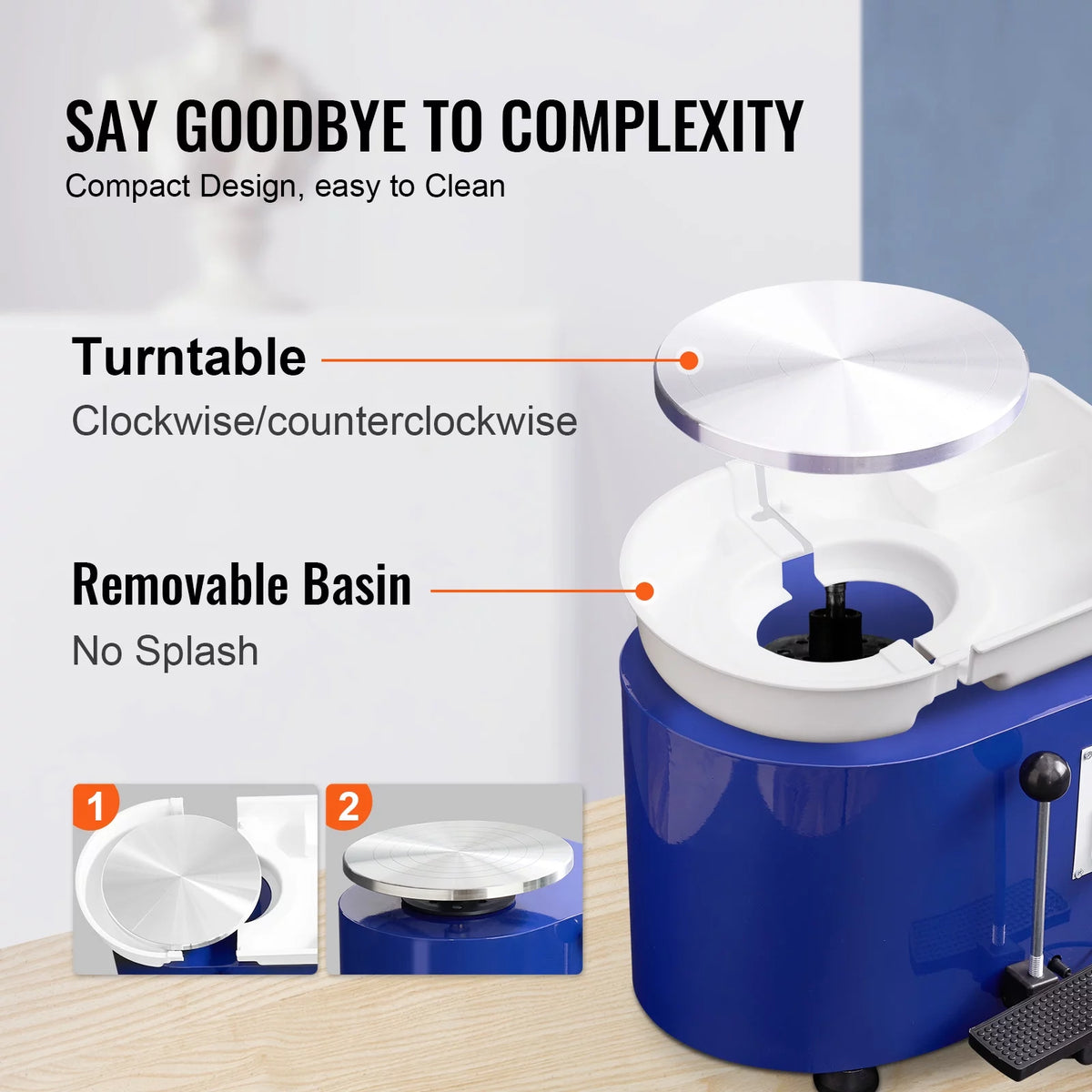 11" Ceramic Wheel Forming Machine with Adjustable Speed Handle and Foot Pedal Control X642431